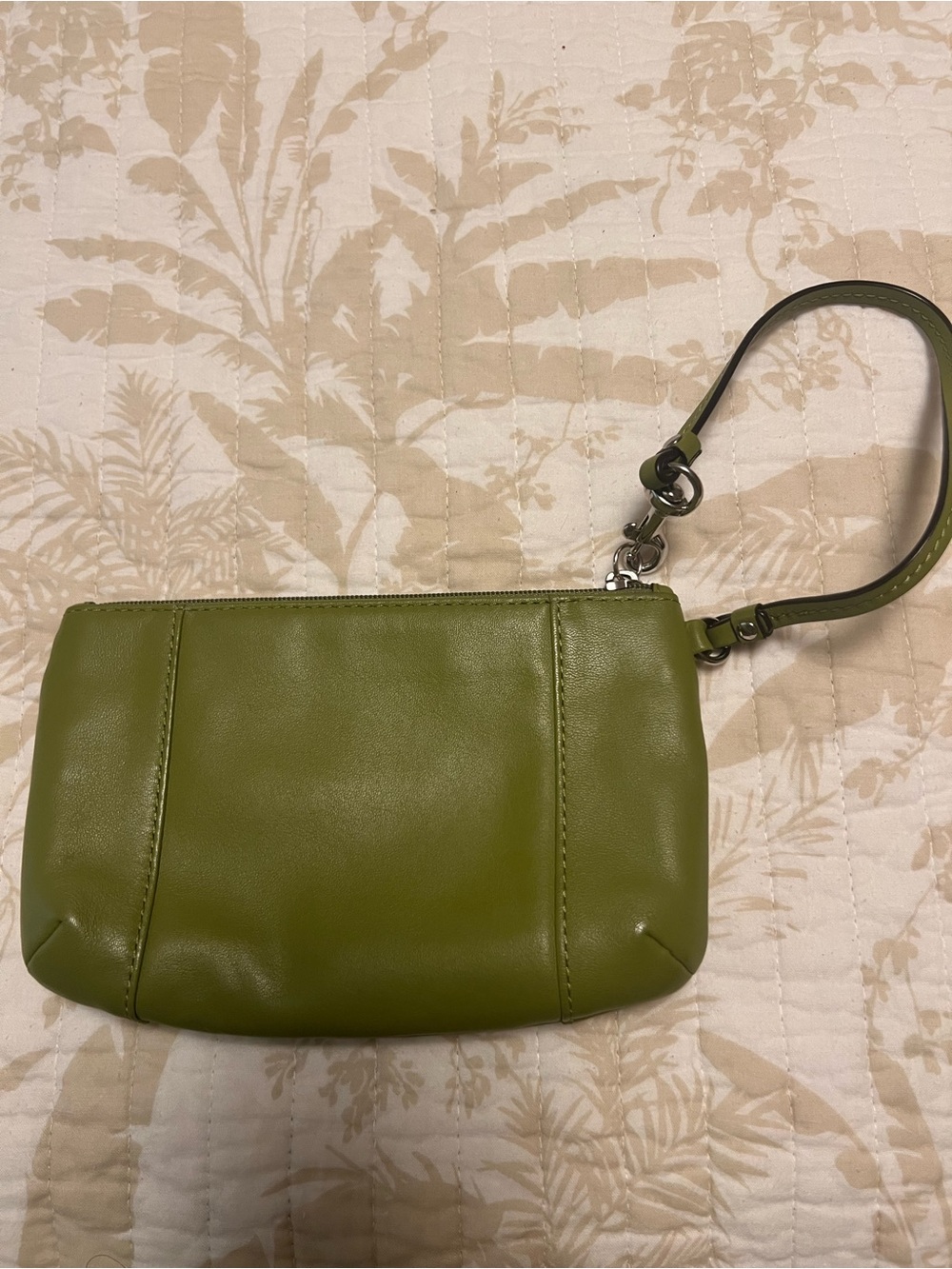 COACH Olive Green Leather Wristlet Clutch - Picture 3 of 7